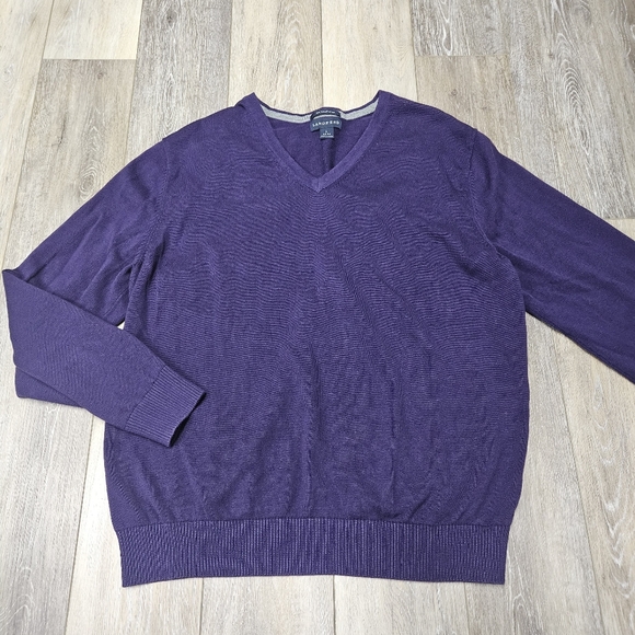 Lands' End Sweaters - Lands' End V Neck Sweater Lightweight Supima Cotton Purple Eggplant Womens Large